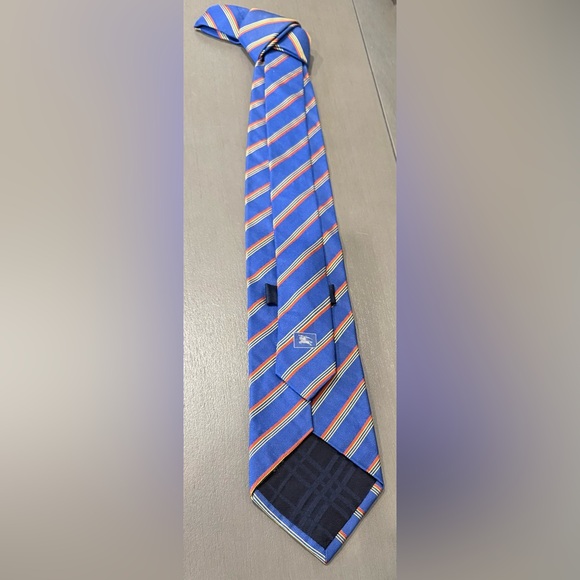 Burberry London 100% Silk Tie Blue Regimental Stripe Equestrian Logo – NWOT - Picture 2 of 5